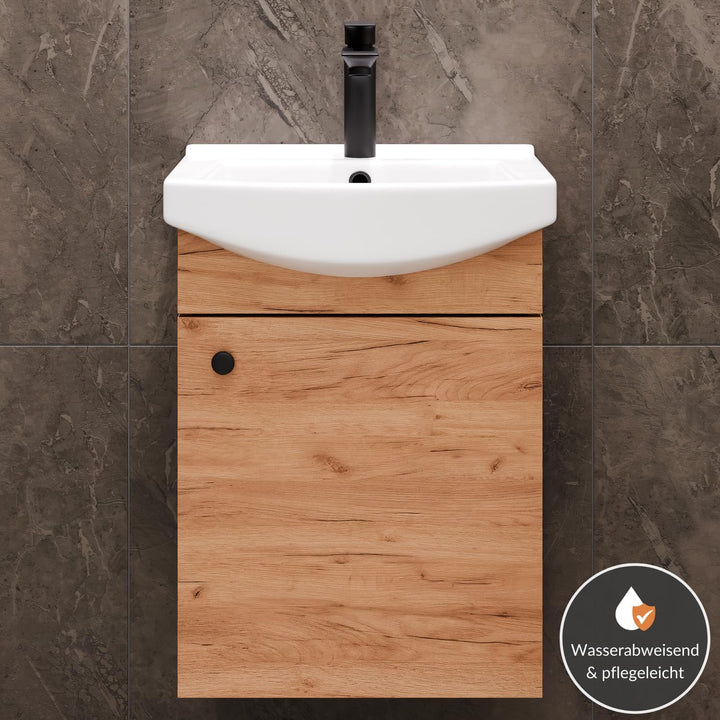 Planetmöbel Waschtischunterschrank 45cm Gold Eiche Ohne Wasserhahn Gold Eiche, Ohne Wasserhahn Gold