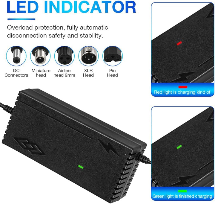 Ladegeräte für Scooter, 54.6V 2A AC Netzteil Fahrrad Ladegerät mit 5 Anschlüssen Hoverboard Ladekabe