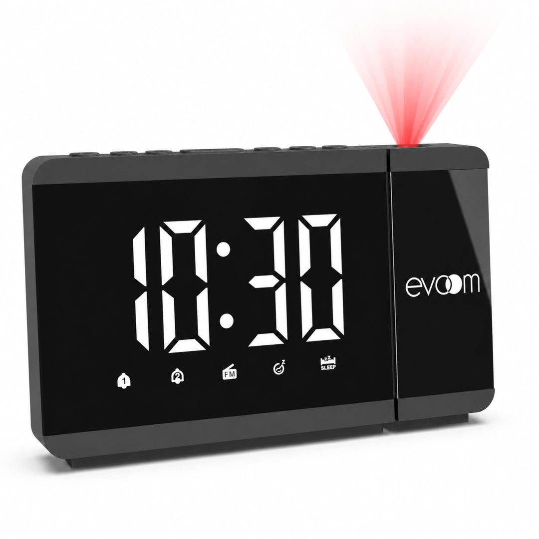 Slim UP EV304571 – Projektorwecker + 1 USB-Port – Lichtprojektion drehbar, 2 programmierbare Alarme,