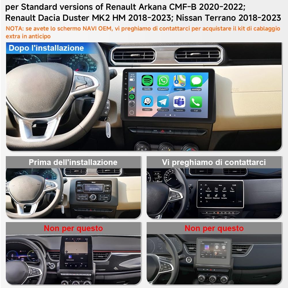 9 Zoll Autoradio für Renault Arkana, Renault Dacia Duster MK2, Android 15, 4+64 GB, Multimedia-Playe