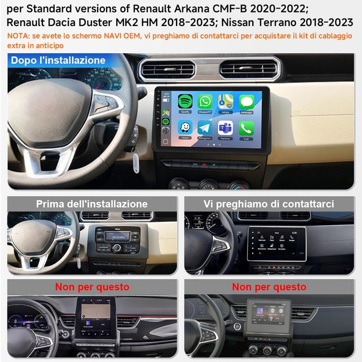 9 Zoll Autoradio für Renault Arkana, Renault Dacia Duster MK2, Android 15, 4+64 GB, Multimedia-Playe