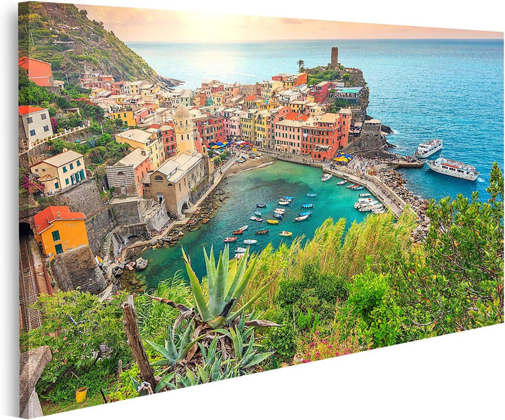 islandburner Bild auf Leinwand Vernazza Dorf Atemberaubender Sonnenaufgang Cinque Terre Italien Euro