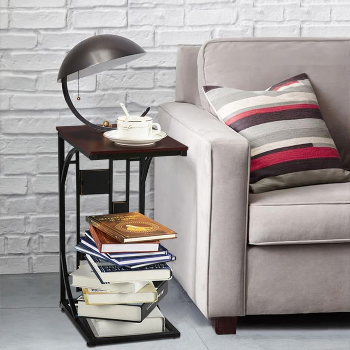 Yaheetech Beistelltisch Stabiler Couchtisch C- Form Kaffeetisch Teetisch Industrial Design Wohnzimme