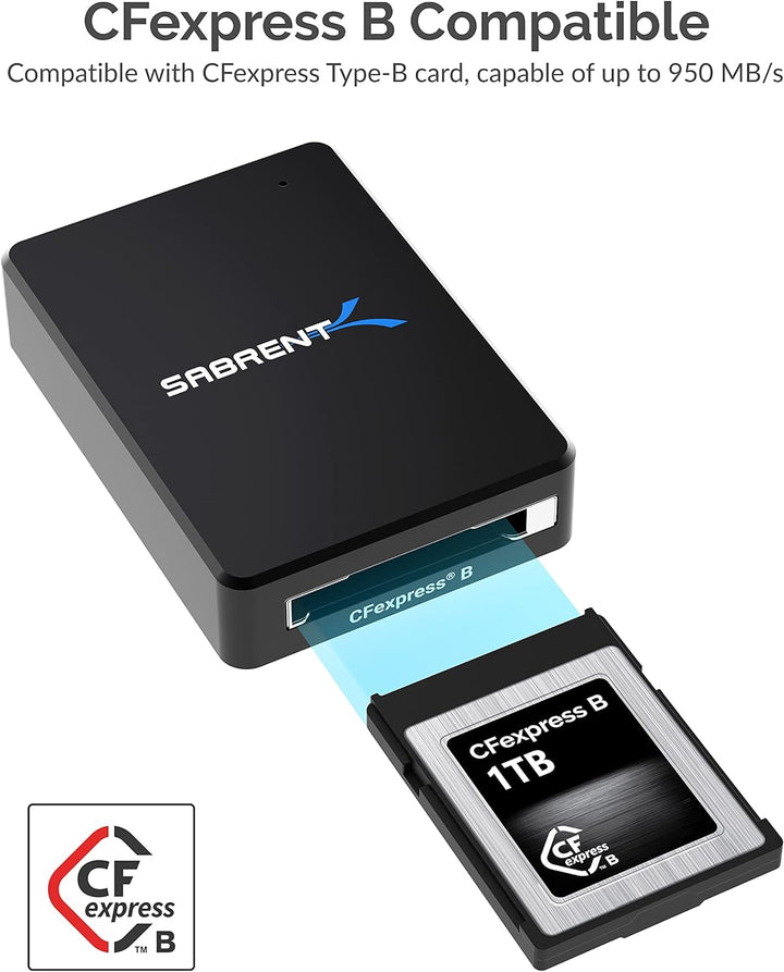SABRENT CFexpress Typ B Kartenleser, USB 3.2 Gen 2 HIGH Speed 10 Gbit/s, Thunderbolt-kompatibel, unt