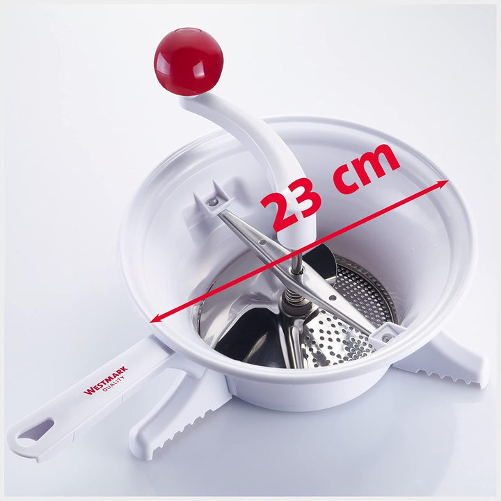 Westmark Einkoch-Set, 1 Passiermaschine/Passe-vite mit 2 Lochscheiben + 1 Einmach-/Marmeladen-Tricht