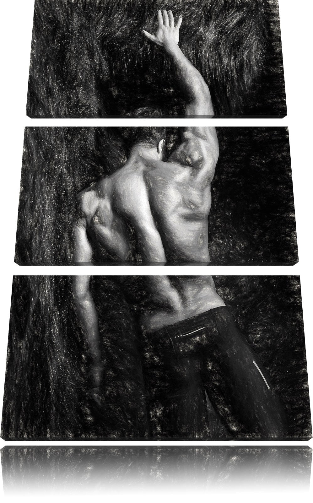 Pixxprint Muskulöser sexy Mann Kunst als Leinwandbild/Grösse: 3 Teilig (120x80 cm) cm/Wandbild/Kunst