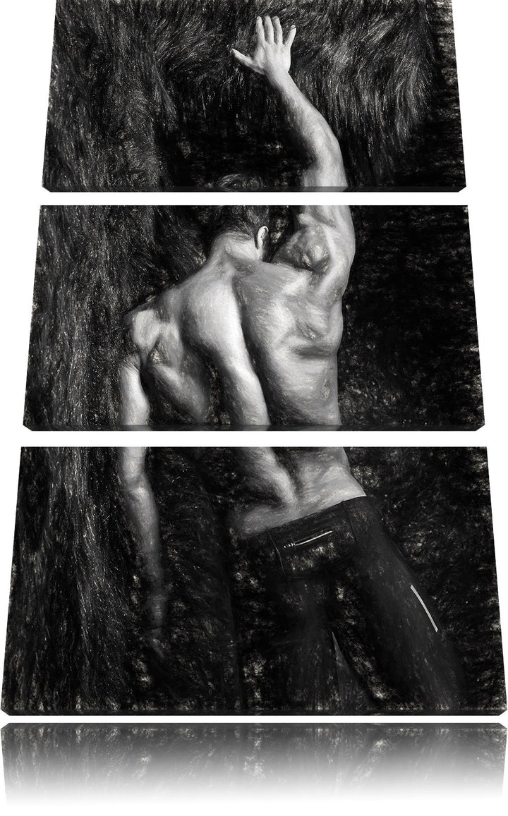 Pixxprint Muskulöser sexy Mann Kunst als Leinwandbild/Grösse: 3 Teilig (120x80 cm) cm/Wandbild/Kunst
