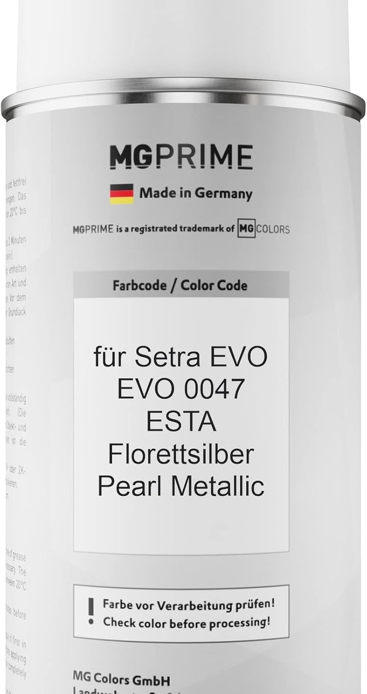 MG PRIME Autolack 2K Spraydosen Set für Setra EVO EVO 0047 ESTA Florettsilber Pearl Metallic Basisla