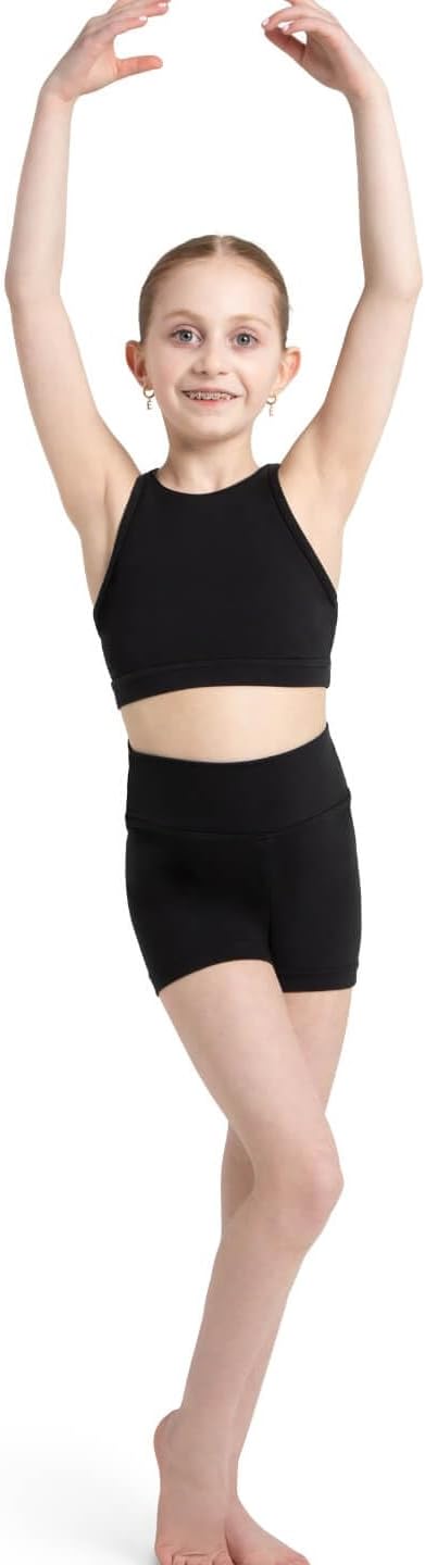Capezio Big Girls' Team Basic High Waisted Short, Black, Large