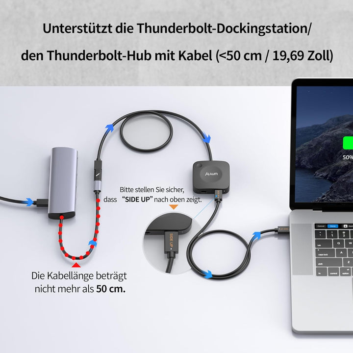 Alxum 20Gbps USB-C Switch für 2 Computer, 2 in 1 Out, 8K@30Hz / 4K@144Hz Video, 140W PD Ladefunktion