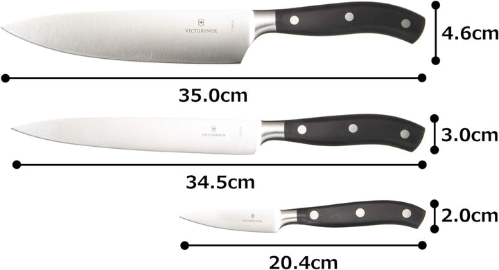 Victorinox Grand Maître, Profi Koch-Set, 3-teilig, gerader Schliff, Extra Scharf, Robuster Kunststof
