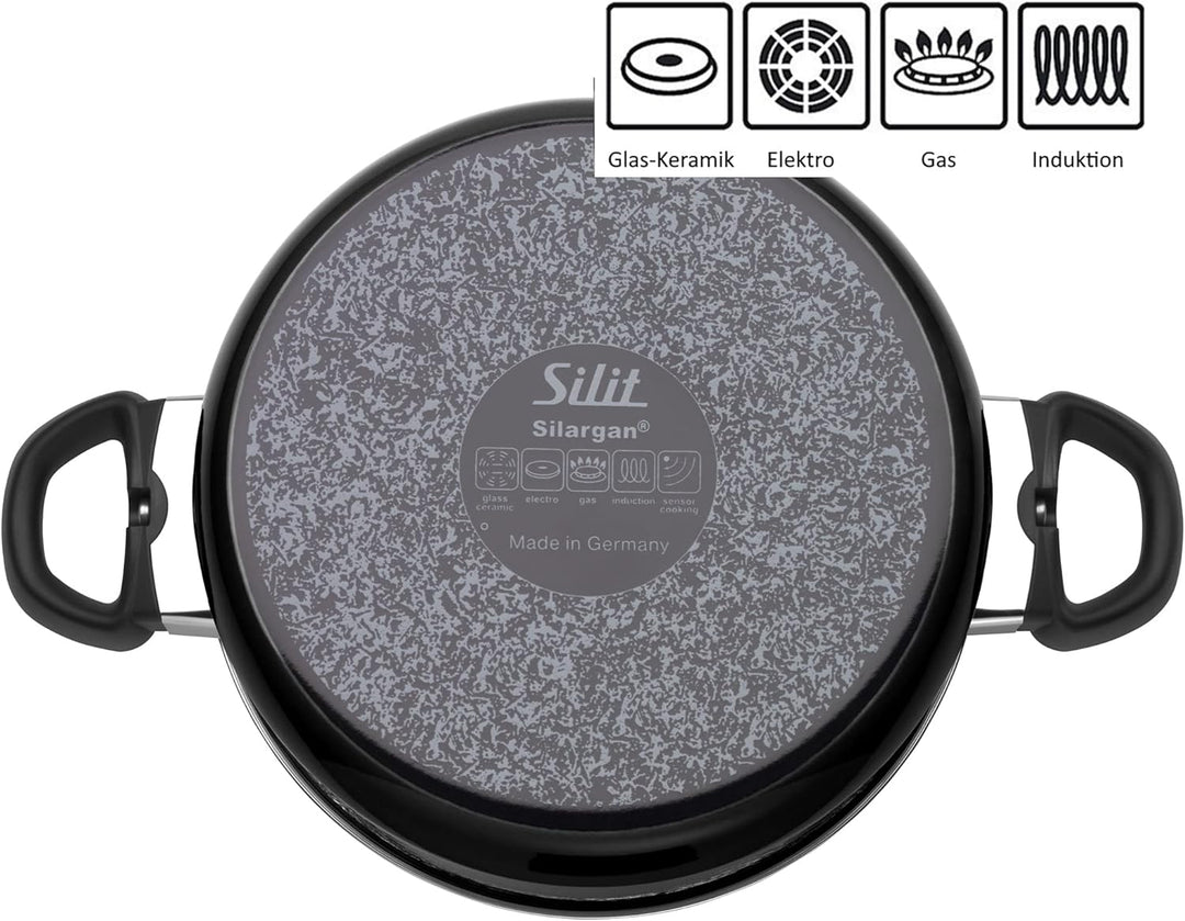 Silit Modesto Line Kochtopf klein 16cm, kleiner Topf mit Glasdeckel, Fleischtopf Induktion 2l, Nudel