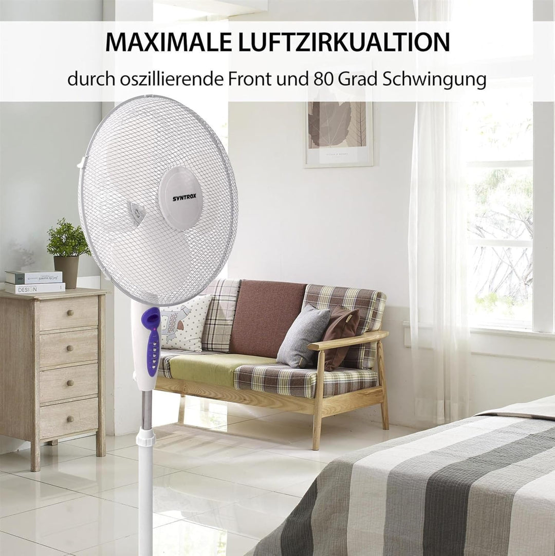 Syntrox Oszillierender Ventilator Splendrox | Standventilator | Bodenventilator, mit Timer und Fernb