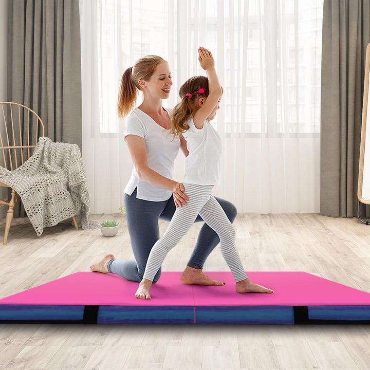 GOPLUS turnmatte klappbar, gymnastikmatte aus Kunstleder, Weichbodenmatte mit Griffe & Reissverschlu