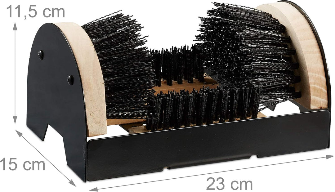 Relaxdays 2 x Schuhabstreifer mit Rundum-Bürsten, Fussabtreter Aussenbereich, robuste Borsten, mit B