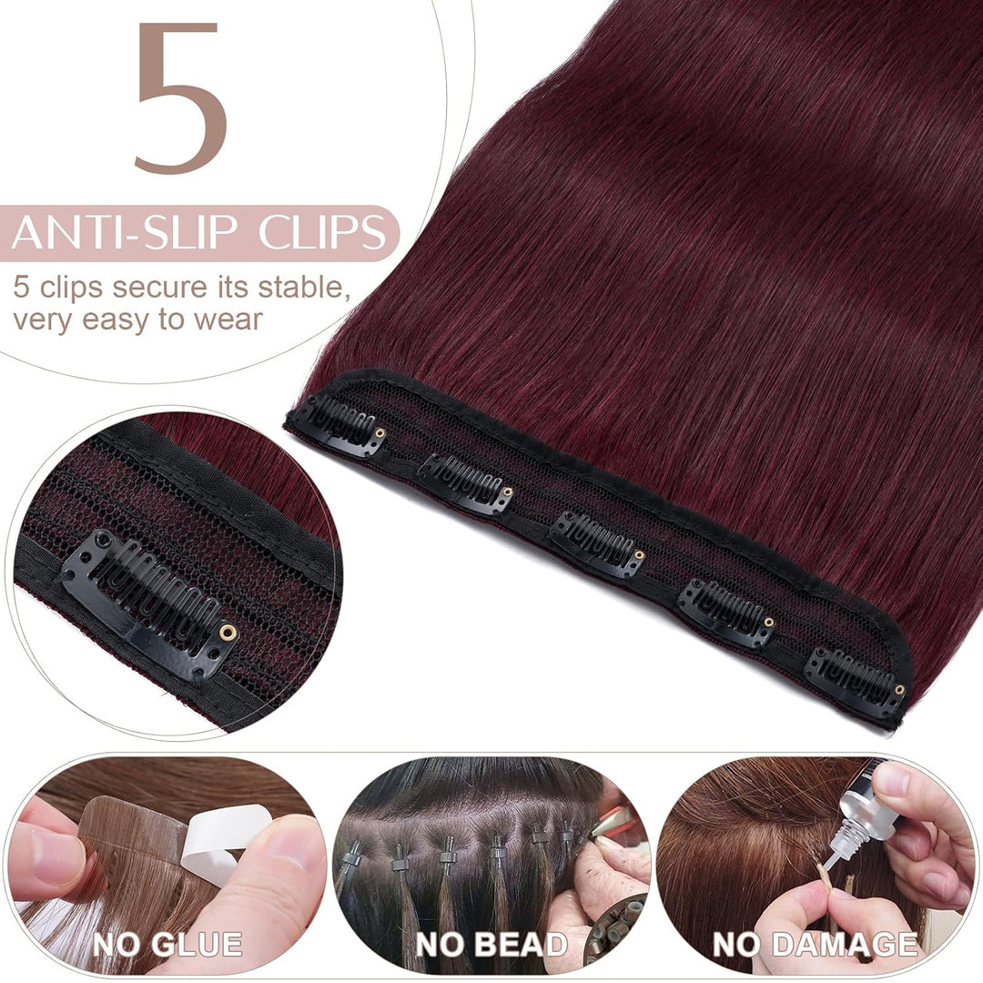 SEGO Clip in Extensions Haarverlängerungen Remy Echthaar 7A ein Teilig Haarteil 100% Human Haar Glat