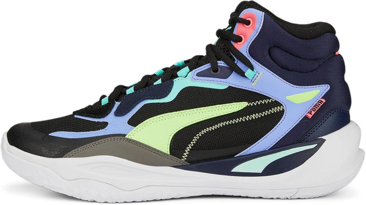 PUMA Unisex Playmaker Pro Mid Leichtathletik-Schuh 44.5 EU Puma Black Elektro Purple, 44.5 EU Puma B