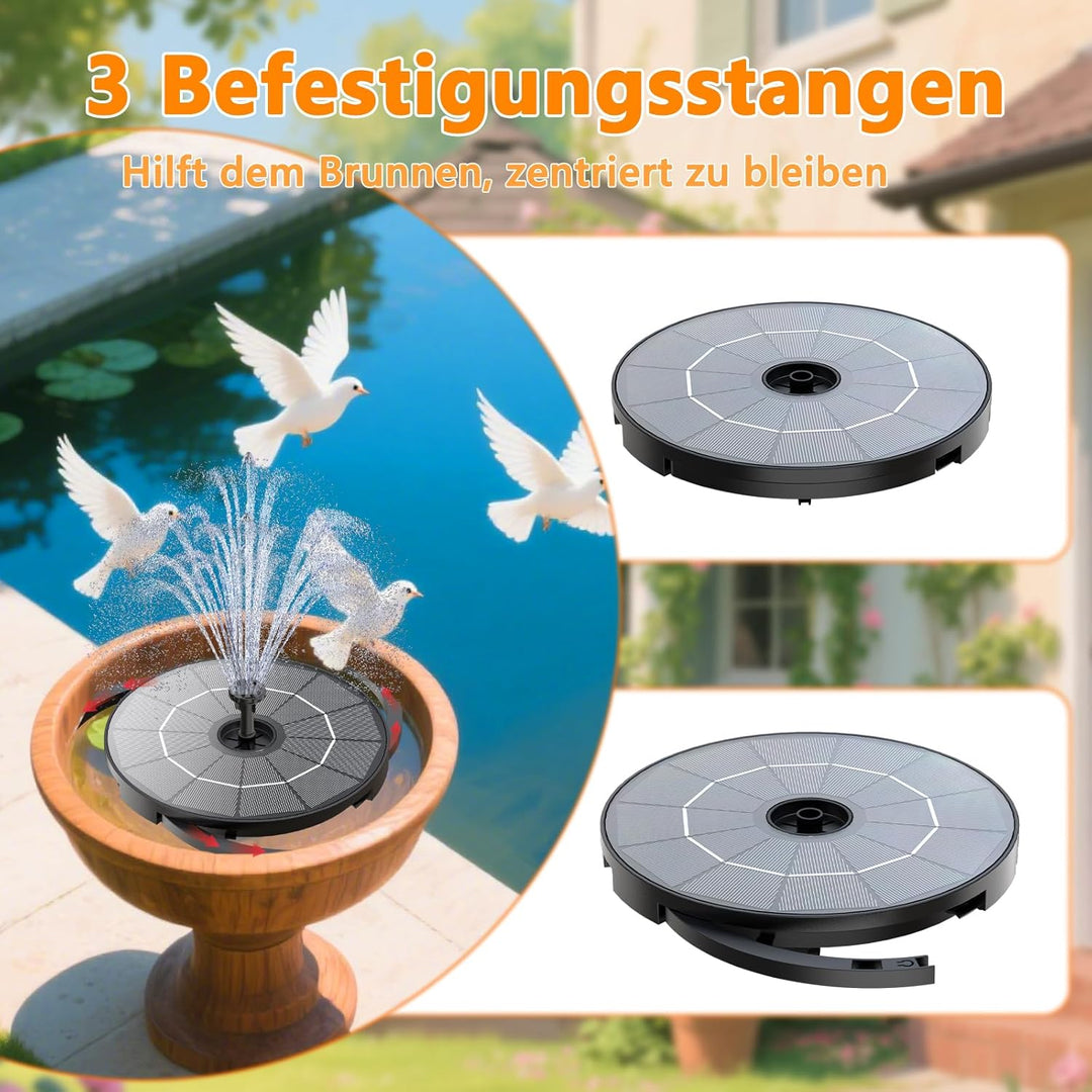 AISITIN Solarbrunnen für Draussen Split-Design mit Batterie, Solar Fontäne Pumpe mit Verschiedene Sp