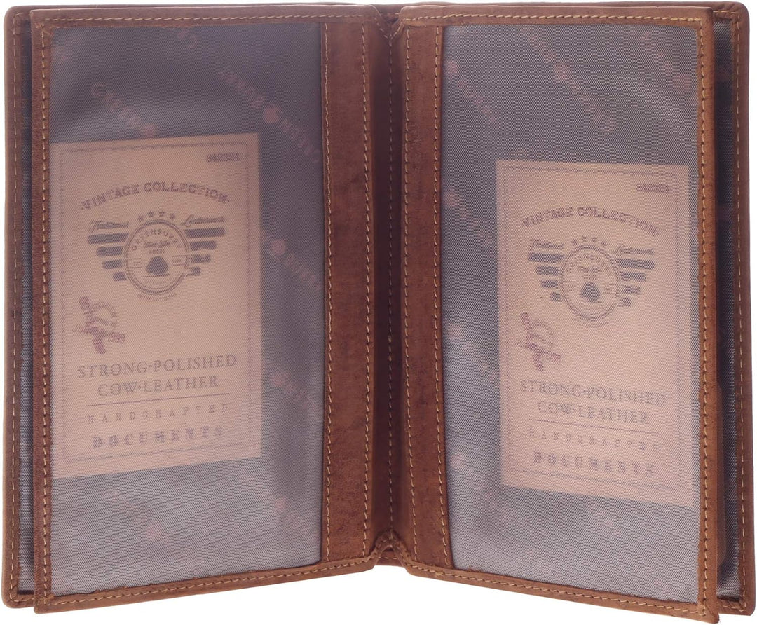 Greenburry Leder-Ausweismappe mit Petri Heil Motiv - Leder Angelausweis-Mappe - 16,5x12cm
