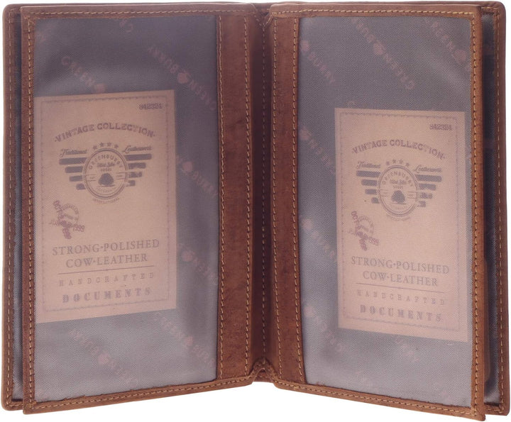 Greenburry Leder-Ausweismappe mit Petri Heil Motiv - Leder Angelausweis-Mappe - 16,5x12cm