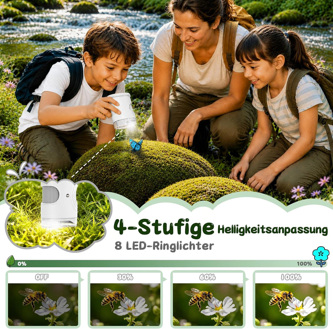 Digitales Mikroskop für Kinder, 1000X, Foto &amp; Video (Weiss), Weiss
