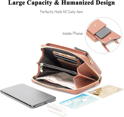FANDARE Crossbody Tasche Damen Handy Umhängetasche Handytasche zum Umhängen Schultertasche PU Leder