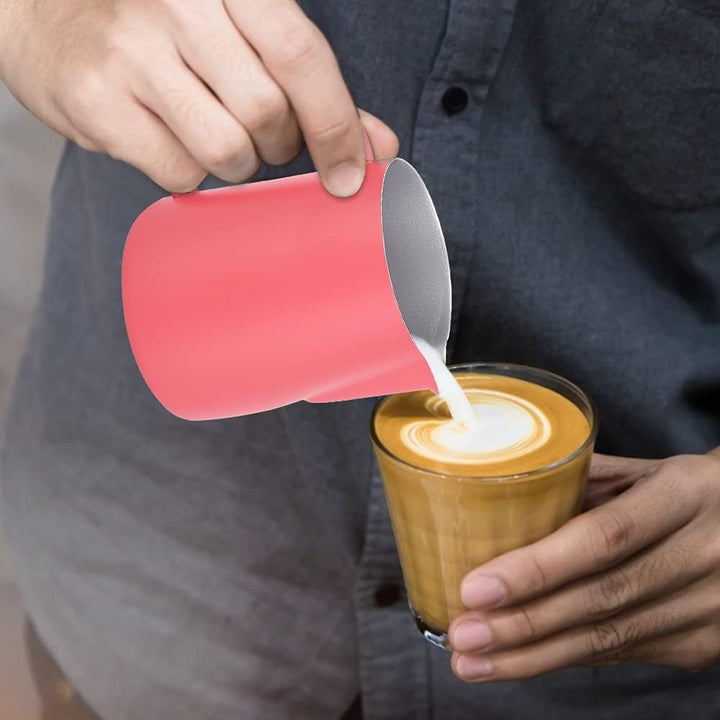 600ml Edelstahl Pitcher Milch Schaumbecher Rose Red Edelstahl Milchschaum Tasse Latte Art für Home C