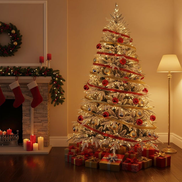 4ft/1.2m Künstlicher Weihnachtsbaum Lappland Tanne - Schnee beflockt Grün 332 PE/PVC Zweigspitzen, k