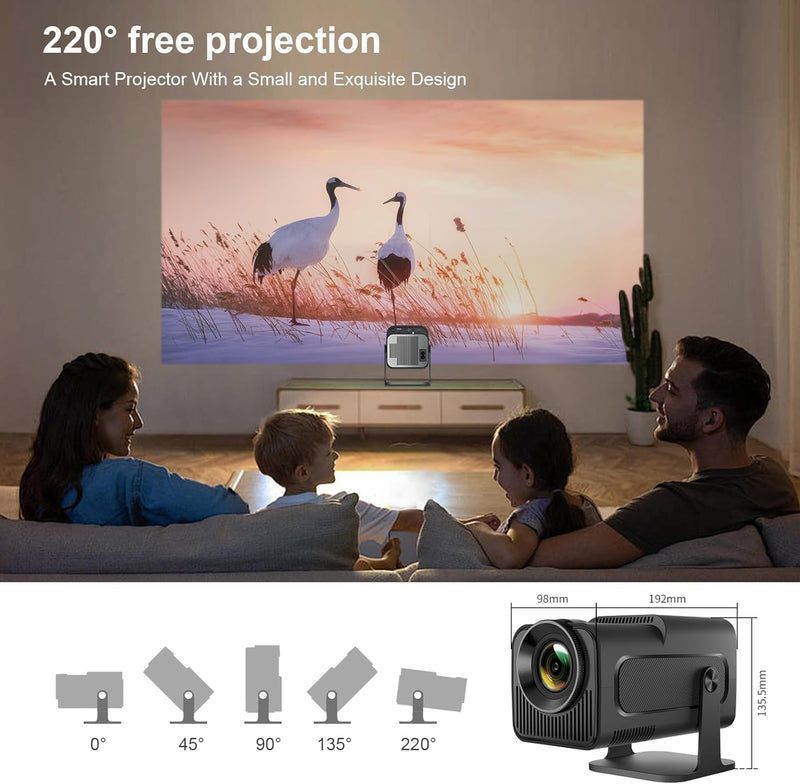 LQWELL Beamer, Mini Projektor, Native 1080P 4K Heimkino Beamer, Automatische Trapezkorrektur, 220-Gr