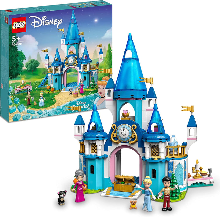 LEGO 43206 Disney Princess Cinderellas Schloss Spielzeug zum Bauen mit 3 Mini-Puppen, Puppenhaus ink
