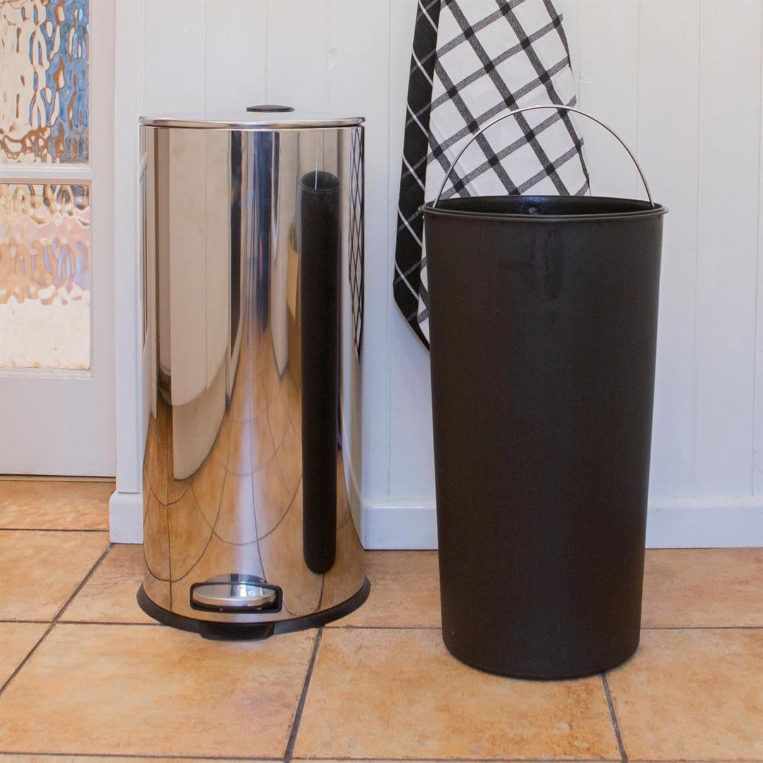 Harbour Housewares 30L Edelstahl Treteimer Chrome Küchenmülleimer, Chrome