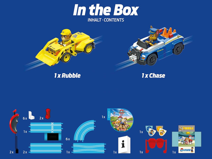 Carrera First PAW Patrol, On The Double – Spielbahn mit Chase & Rubble, spannende Abenteuer mit Flip