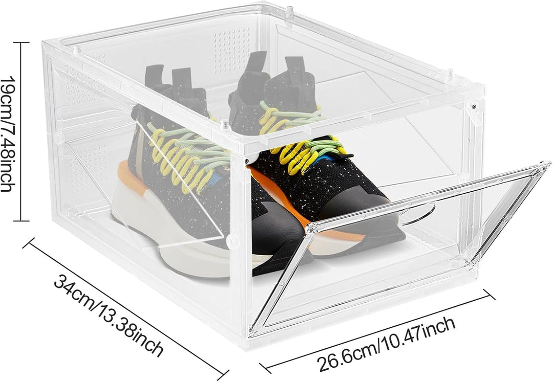 Transparente Schuhboxen – Stapelbare Schuhkartons mit Schubladen Platzsparende Schuhaufbewahrung für