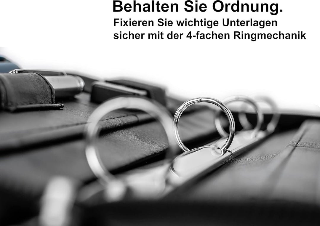 Royal Phoenix® Business Schreibmappe A4 'Hawk' - Hochwertige Ringbuchmappe mit Reissverschluss - ink