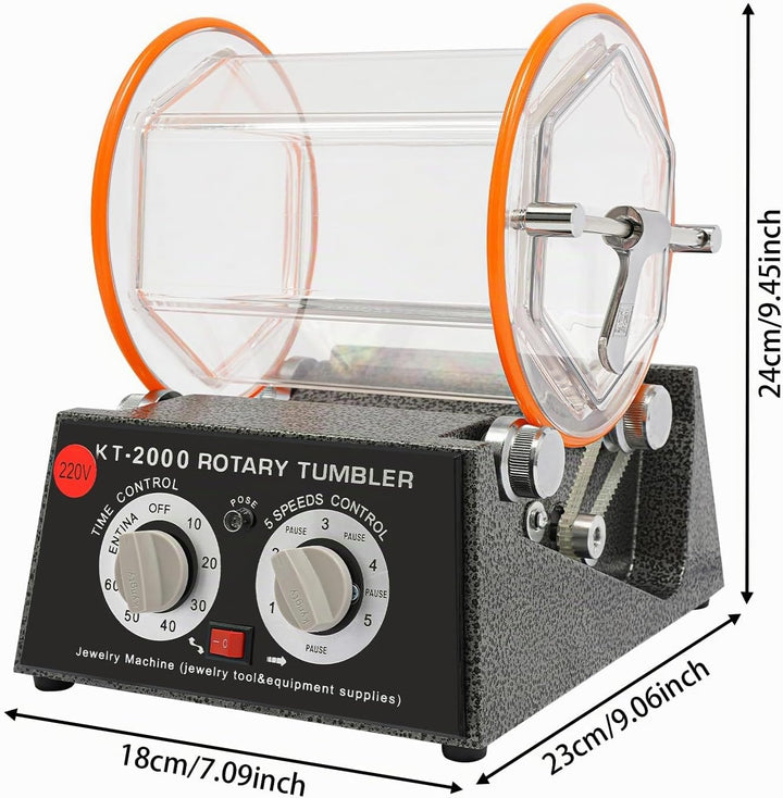 Poliermaschinen, 60W Poliertrommel Kugelmühle, Rotationspolierer Poliermaschine, 0-60 Minuten Timer,