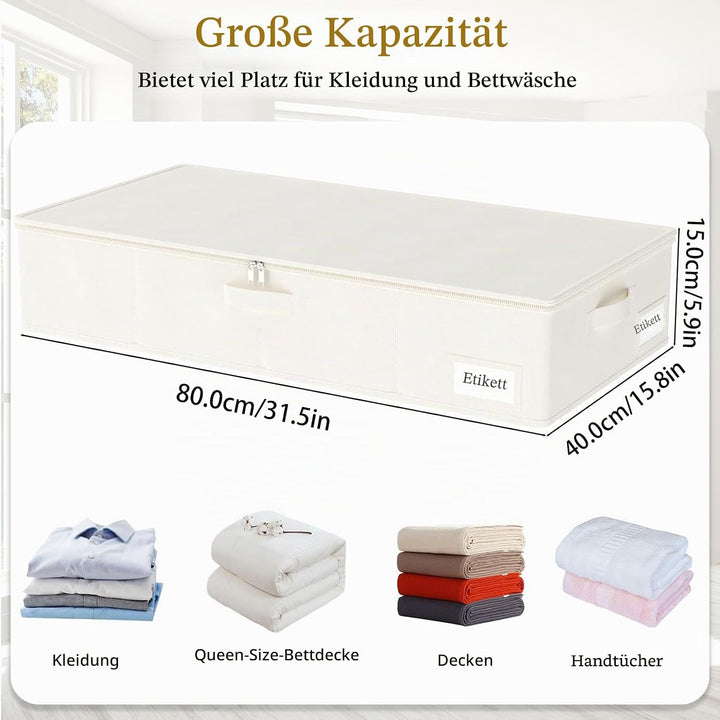Yawinhe Faltbarer Unterbett-Aufbewahrungskorb mit Deckel, Aufbewahrungstasche Unterbettkommode mit L