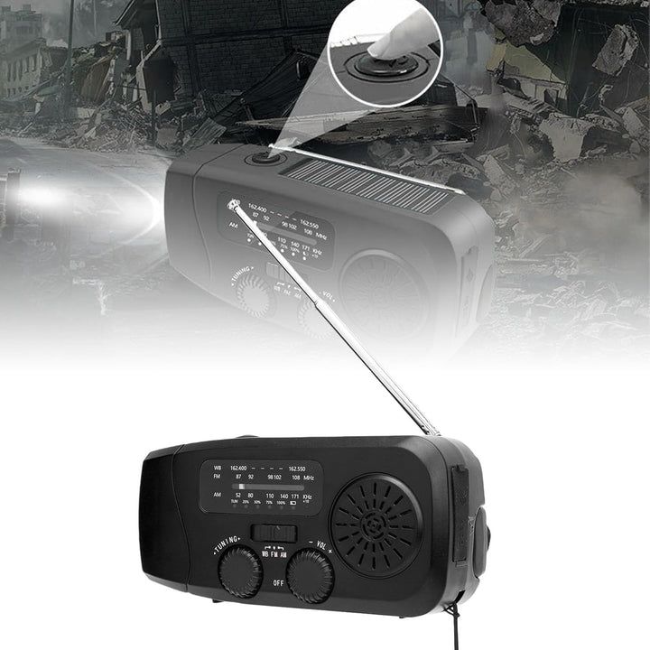 Handkurbel-Notfall Radio, 2000mAh AM/FM/NOAA Solar-Handkurbel-Notfall Radio mit 4 LED-Taschenlampen,