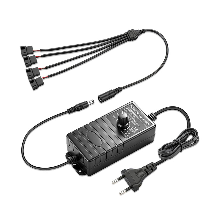 GDSTIME 36W 12V PC Lüfter Geschwindigkeit Controller Regelbar Netzteil Lüfter Drehzahlregler 4 Wege
