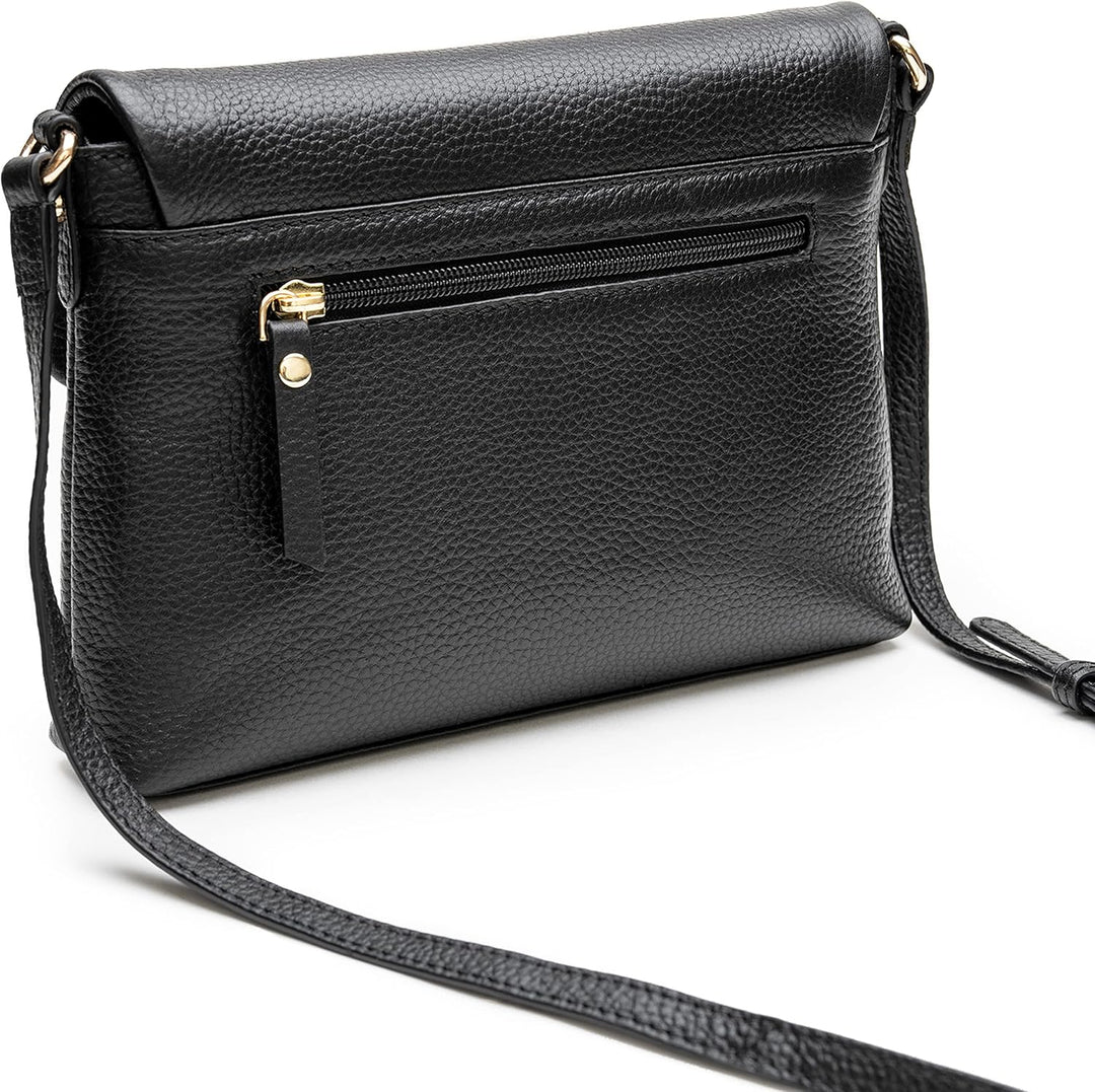 Lazarotti Bologna Leder Umhängetasche Damen | verstellbarer Schulterriemen | mittelgrosse Crossbody
