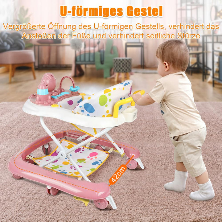 Supfine Lauflernhilfe 5 in 1 Babywalker, Spiel- und Lauflernwagen mit Rollen, 5-Gang Höhenverstellba