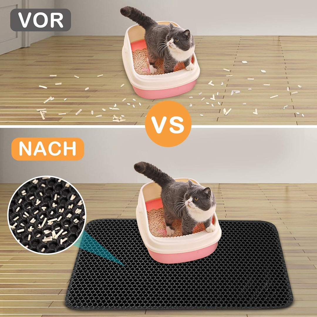Phantasy Katzenklo Matte 55 * 75 CM, Schwarz Katzenstreu Unterleger Waben Design Vorleger wasserdich