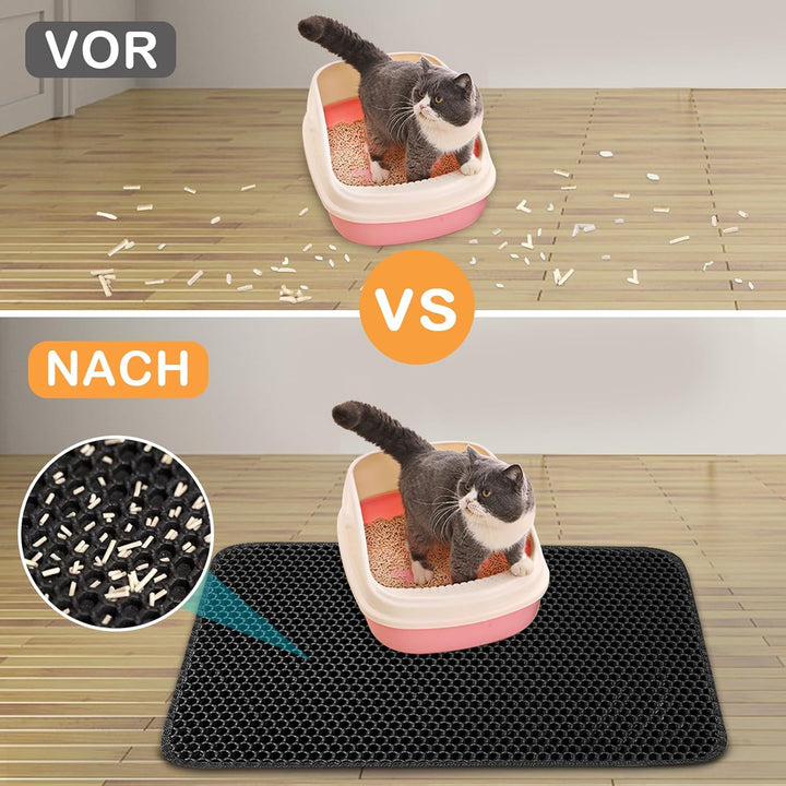Phantasy Katzenklo Matte 55 * 75 CM, Schwarz Katzenstreu Unterleger Waben Design Vorleger wasserdich
