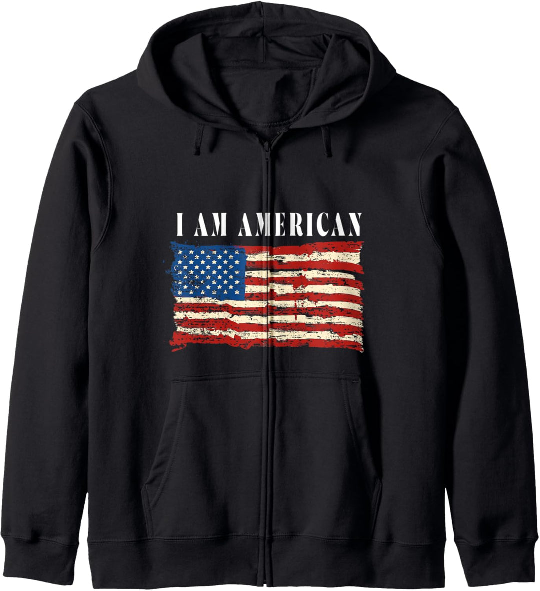 Ich bin zuerst Amerikaner - Grunge Flag Design Kapuzenjacke