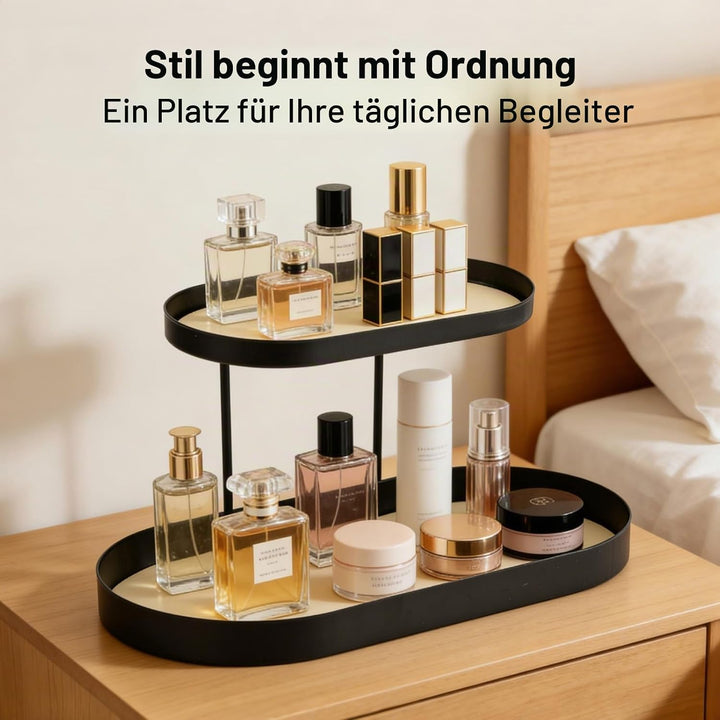 Parfüm Organizer 2-stöckig, Schminktisch Make Up Organizer, Elegantes Modernes Parfüm Regal aus Meta