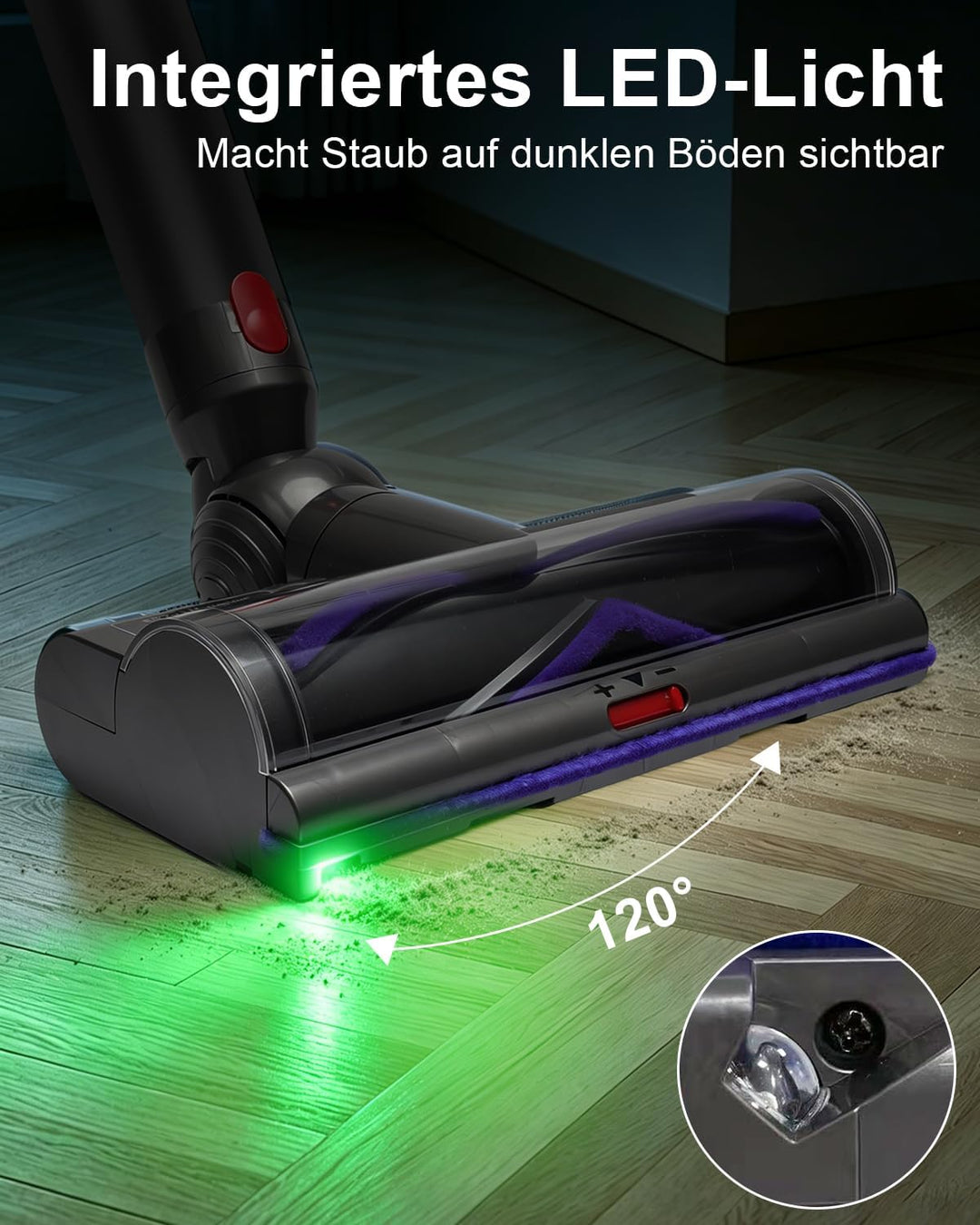 Waitley Bürste kompatibel mit Dyson V7 V8 V10 V11 V15 Staubsauger, Elektrische Bürste mit LED-Leucht