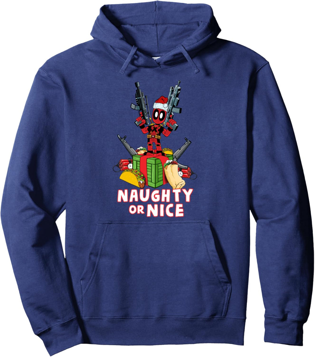 Marvel Deadpool Weihnachten Naughty Or Nice Portrait Pullover Hoodie