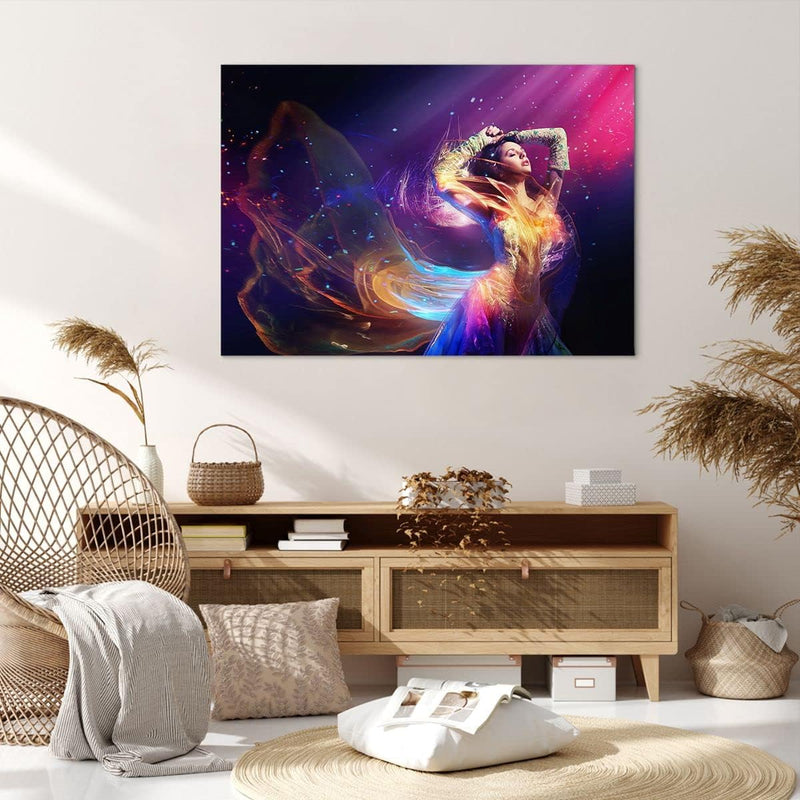 Bilder auf Leinwand 100x70cm Leinwandbild Schönheit Disco Mode Make-up Gross Wanddeko Bild Schlafzim