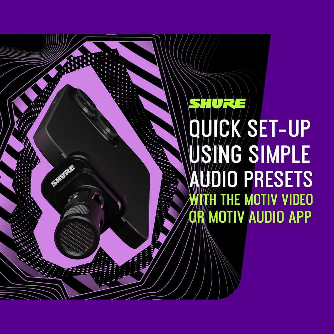 Shure MV88 USB-C Stereo-Mikrofon für Mobile Aufnahmen und Vlogging – mit Auto-Level-Modus, Echtzeit-