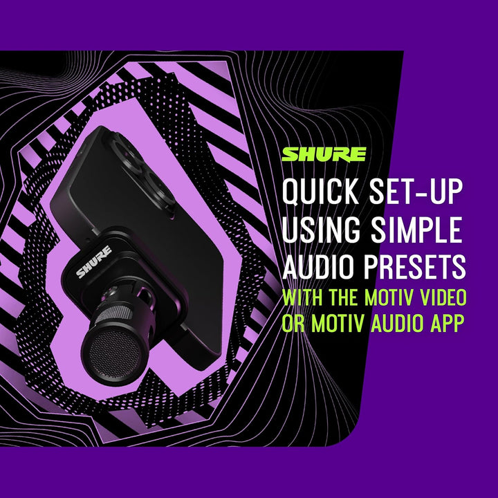 Shure MV88 USB-C Stereo-Mikrofon für Mobile Aufnahmen und Vlogging – mit Auto-Level-Modus, Echtzeit-