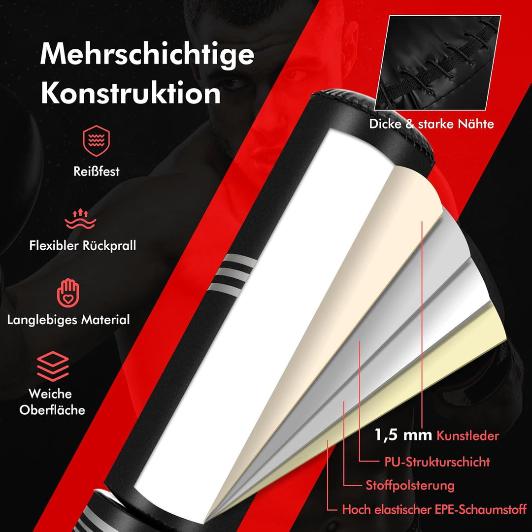 COSTWAY Boxsack stehend, 170 cm Schwerer Box Sack mit gefülltem Ständer, Standboxsack aus Kunstleder